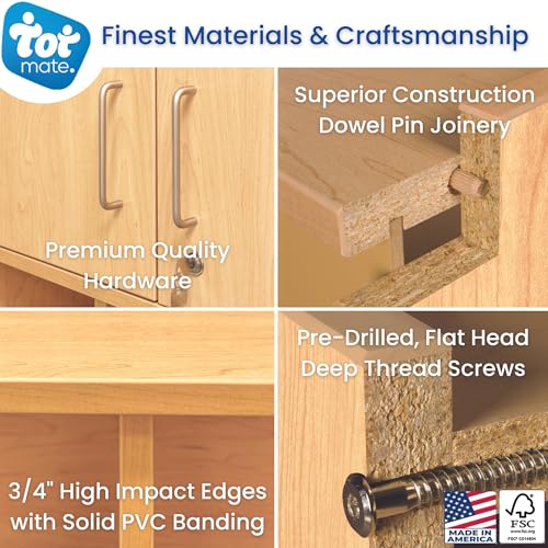 Tot Mate Single-Sided 2-Shelf Storage Cabinet for Kids and Toddlers, Free-Standing Wooden Bookshelf for Classroom, Preschool, 24" W x 30.5" H (Maple, Ready-to-Assemble)
