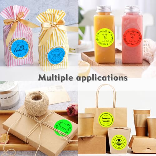YOULAISHI 3 x 3 Inch Round Thermal Labels,Fluorescent Circle Colored Sticker Label 2000pcs,Color Coding Round Stickers,Printable Waterproof for Office Garage DIY Sticker Barcodes Name Tag, Mix Color