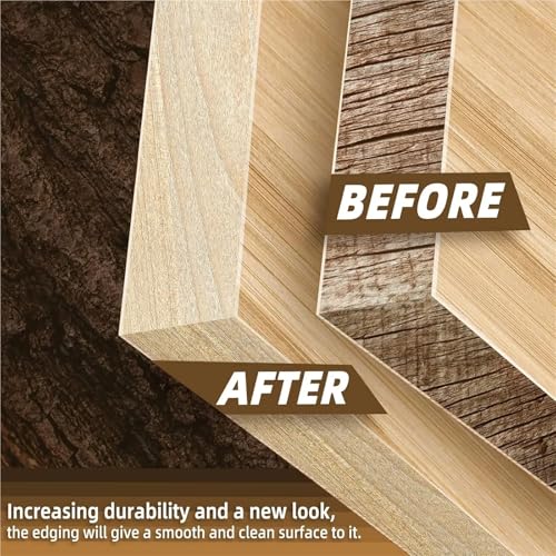 Craft Wood Sheets， Wood Effect Veneer Edge Banding 3/4 Inch Roll, Pre-glued Iron-On Hot Melt Adhesive(Ash)