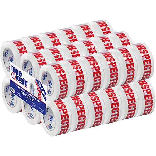 BOX USA Tape Logic 2 Inch x 110 Yard 2.2 Mil Red/White, Heavy Duty Packing Tape, "Inspected" 36 Pack, Perfect for Packing, Shipping, Moving, Home and Office