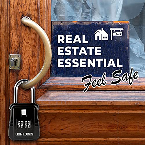 Lion Locks 1500 Key Lock Box with Code, Lockbox for Keys Outdoor, Realtor Lock Box for Short-Term Rentals, Holds 5 Keys (6 Pack, Black)
