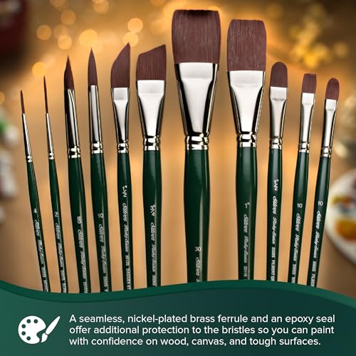 Silver Brush Limited Ruby Satin Short Handle Rounds Paintbrush Set, 9pc