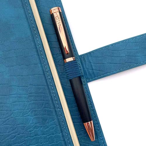 GALILEO® Double AA Big Book Cover & 12 Steps & 12 Traditions | PU Leather | Medallion Holder | AA Book Covers for Hardcover | AA Gift | Alcoholics Anonymous (Crocodile Leather/Navy Blue)