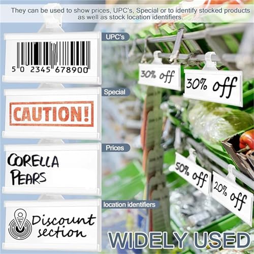 Sign holder, Shelf Labels 300Pcs Reusable Price Label Holder With Locks For Wire Shelving Retail Supermarket Display