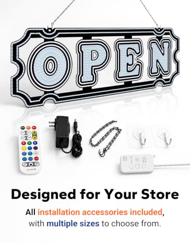 Color Changing LED Open Sign for Business With Remote And Timer, 48" X 16"
