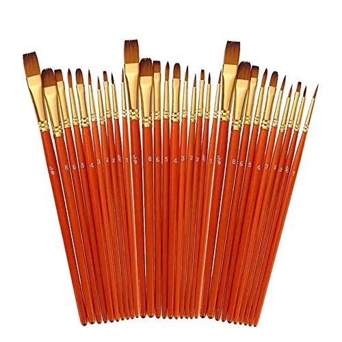 HBJWOV Nylon Wool Paint Brushes Wood Handle Oil Painting Brush Gouache Acrylic Oil Painting Brush for Students Artists Use