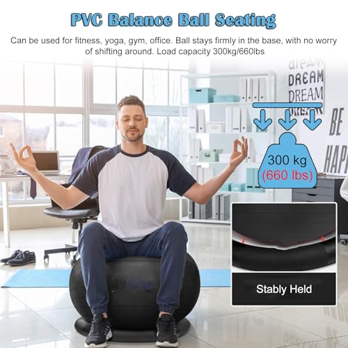 Exercise Ball Chair With Resistance Bands For Home Office Yoga Stability
