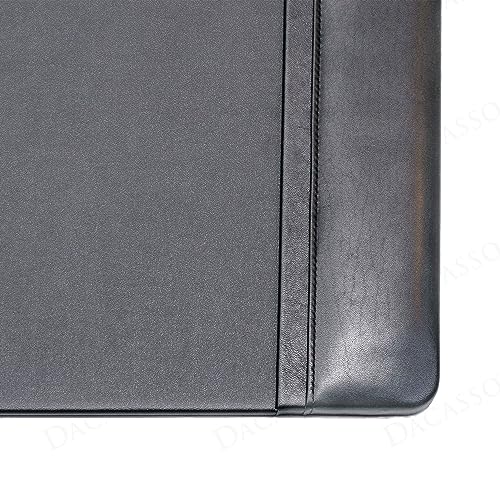 Classic Leather Desk Pad with Side Rails - Luxury Leather Desk Blotter for Writing - Padded Executive Desk Surface Protector - (Black, 34” x 20”) - Dacasso
