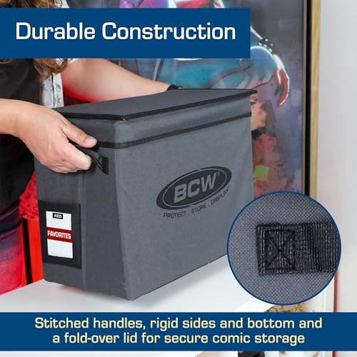 BCW Comic Book Storage Box - 4 Pack | Foldable Comic Book Case | Each fits 125-150 Sleeved and Boarded Comics | Storage For Silver, Bronze, and Current Comics