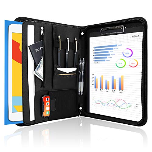 ProCase Portfolio Business Padfolio Folder with Zipper -Black