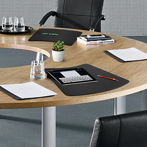 Dacasso Black Leather 17" x 14" Round Table Conference Pad (P1024)