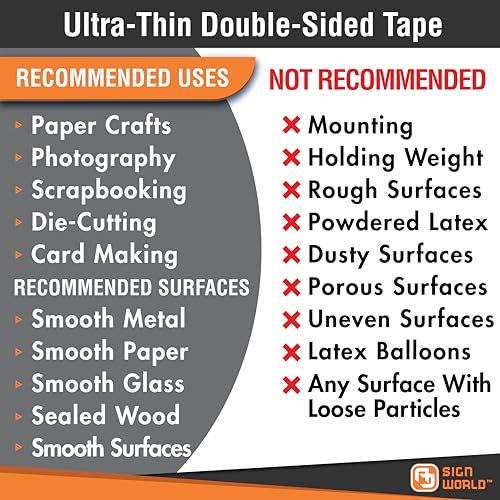 AJ Sign World Best 24" Ultra-Thin Permanent Double-Sided Tape for Arts, Crafts, Die Cutting, Photography, Scrapbooking, Tear-by-Hand, Documents, All Purpose (24-Inch by 55 Yards)