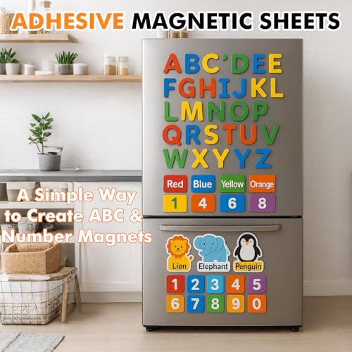 GcFoir Adhesive Magnetic Sheets 8.5 x 11 Inch, 50 Packs Magnetic Sheets with Adhesive Backing - 0.5mm Thickness Flexible Magnet Sheets for Dies Storage, Craft Projects, Photos, School, Office