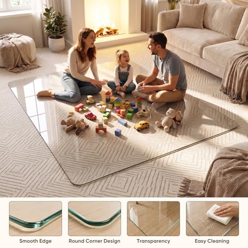 Antok 36"x48" Tempered Glass Chair Mat, 0.2" Heavy Duty Floor Mat, Office
