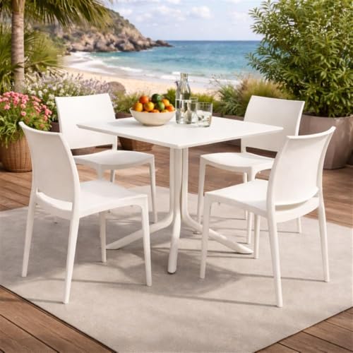 Niche Terrace Plastic Indoor/Outdoor Stacking Chair, 12 Pack - White Down