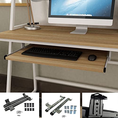 FENOKD Keyboard Tray Under Desk Slide-Out - with 14 Inch Keyboard Slides Rails, Smoothly Pull Out Keyboard Drawers and Platforms, for Home/Office/Work/Gaming, Keyboard Holder.A-walnut-60cm x 27cm