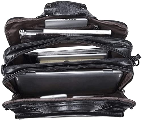 Marycan Messenger Bag, Genuine Leather Briefcase for Men 15.6 Inch Laptop Computer Case Business Travel Work Messenger Cross Body Shoulder Bags (Color : Black)