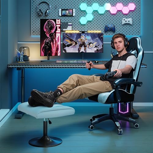 VECELO Office Foot Rest Under Desk Ottoman, Height Adjustable, White