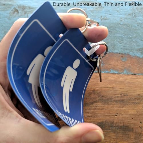 Specialist ID 20 Pack - Restroom Pass Keychains (1 Men / 1 Women) Flexible/Heavy Duty Bathroom Tag with Key Chain Ring - Large Passes for Men's & Women's Bathrooms w Key Holder - Office, School