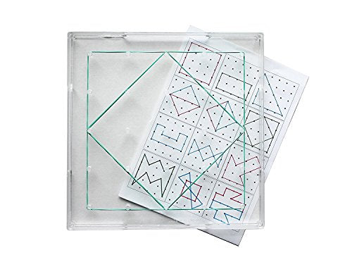 WISSNER Geobrett Square 6" x 6" Stackable, Clear with Rubber Rings, and 12 Stencils