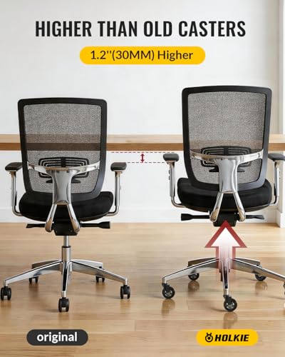 HOLKIE Office Chair Wheels Roller Blade Caster 11x22mm All Black 3 Inch Chair Wheels for Office Rubber Rolling Set of 30 for Carpet Hardwood Floors Gaming Smooth & Silence Gliding