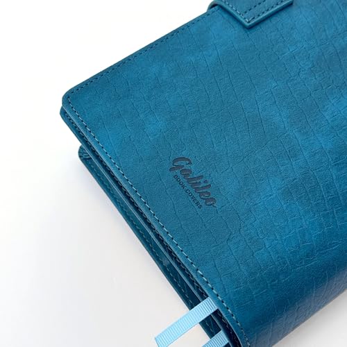 GALILEO® Double AA Big Book Cover & 12 Steps & 12 Traditions | PU Leather | Medallion Holder | AA Book Covers for Hardcover | AA Gift | Alcoholics Anonymous (Crocodile Leather/Navy Blue)