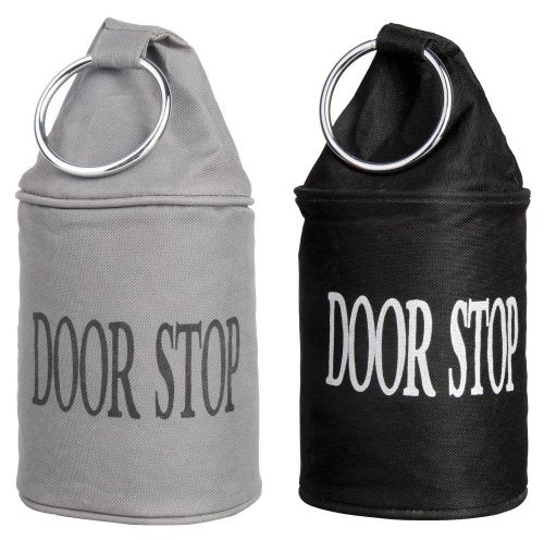 Esschert Design Fabric Door Stop with Ring, Set of 2, One Black One Gray