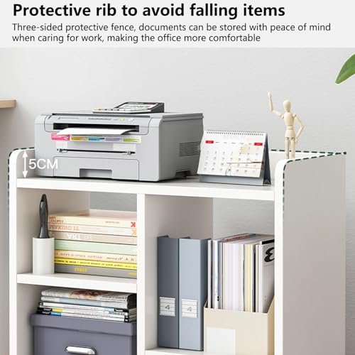 cadciehe Wood File Cabinet, 3 Drawer Mobile Lateral Filing Cabinet On Wheels, Printer Stand with Open Storage Shelves for Home Office Open File Storage Shelf White