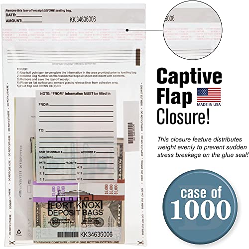 BankSupplies Ultima Value Clear Deposit Bags 9W x 12H Tamper Evident Security Bags Pack of 1000