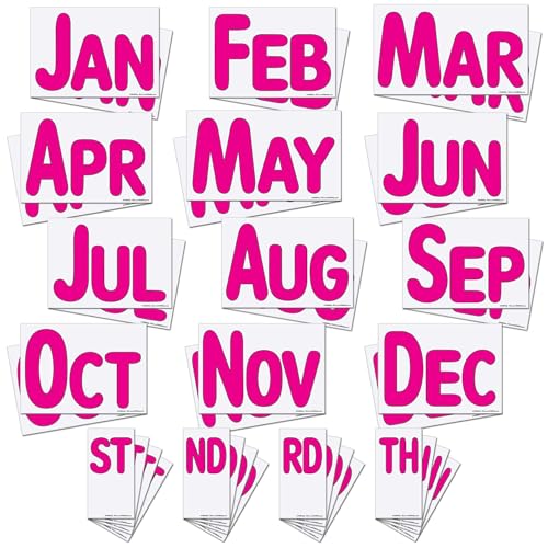 KitAbility Additional Letters for White Message Board Sidewalk Signs with 4 Inch Tracks, Date and Month Abbreviations, Fluorescent Pink on White Background