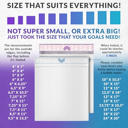 ABC PACK & SUPPLY Poly Bubble Mailers, 6.5 x 9 Inch White Padded Mailers, Self Seal Shipping Envelopes, Lightweight Poly Mailer Bags, Waterproof Mailing Bags, Pack of 300