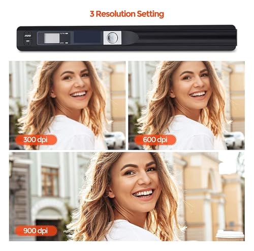 Portable Scanner 900 DPI Handheld A4 Document Scanner for Business Photo Picture Receipts Books Support JPG/PDF Format Document