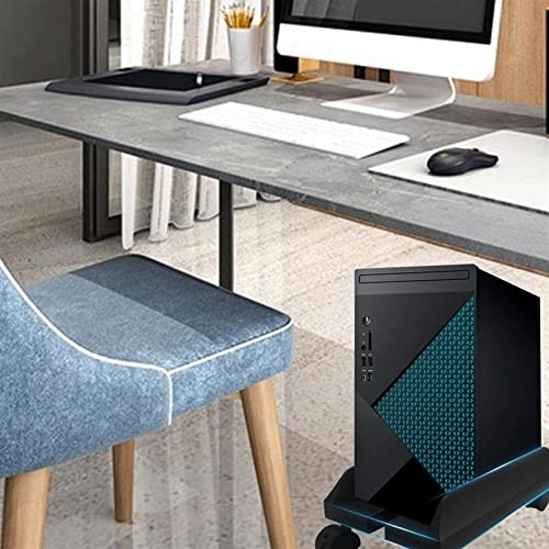 GERRIT CPU Stand CPU Holder Stand, Mobile Desktop PC Tower Stand with Rolling Wheels, Floor PC Mainframe Bracket, Adjustable Width Universal PC Holder Cart Computer Tower Stand