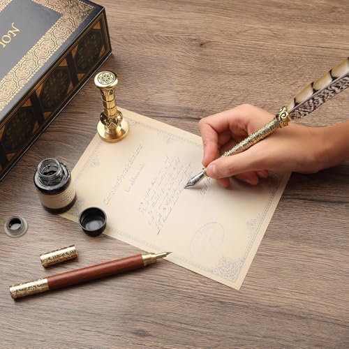 Calligraphy Pen Set - Feather Dip Pen,Dual Tip Calligraphy Fountain Pen