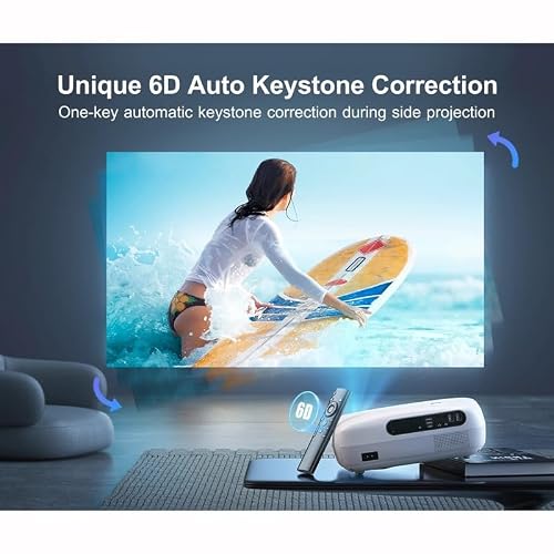 Projector 1080P Support 4K Projectors 500 ANSI 6D Auto Keystone Home&Outdoor Video