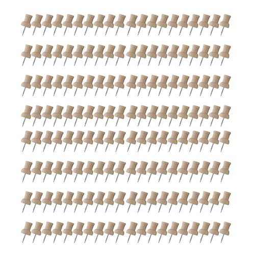 160Pcs H-Shape Wood Push Pins for Cork Board, Map, Photo Display - Steel Needle Thumb Tacks