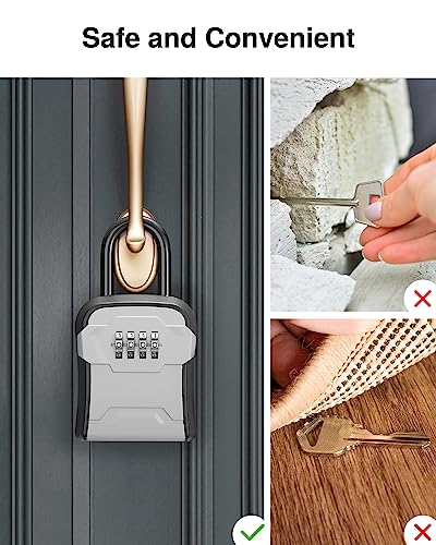 Puroma Key Lock Box for House Keys Combination Lockbox with Code, 10 Gray