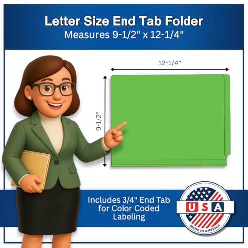 Green File Folders, Doctor Stuff, Legal Size Reinforced End Tab Folder, 14 pt Stock, Carton of 250