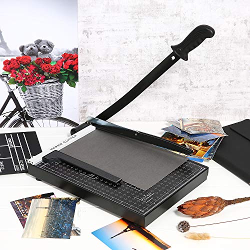 A4 Professional Paper Cutter Lever Cutter 47 cm Metal Cutter 32 x 25 x 3 cm Rotary Cutter Photo Cutter for School and Office, Black