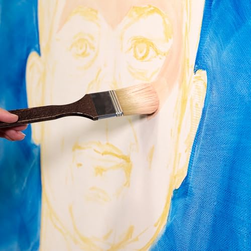 New York Central Gigante Natural Hog Bristle Large Scale Artist Paint Brush, 2" Anglular Mottler, Professional German Handmade Oil Painting Brush w/Long Handle for Oil, Acrylic & Acryla Gouache