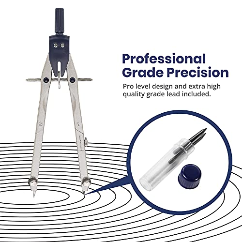 Pacific Arc Quick Rapid Bow Compass with ruling Pen, Universal Adaptor, 6 inch Break Leg, and Replacement Lead.