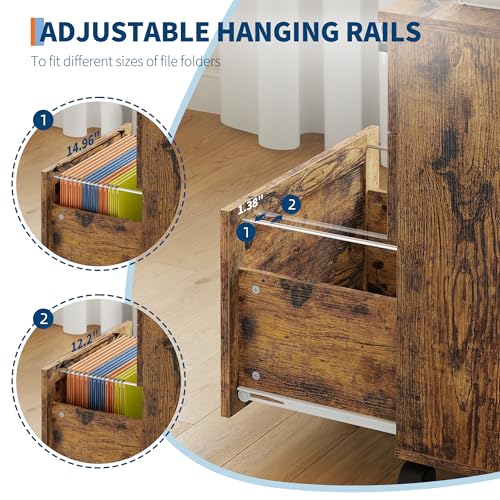 TrailBlaze Secure 3-Drawer Wood File Cabinet with Lock – Mobile Under Desk Filing Cabinet, Compact Storage Organizer, Fits Letter/Legal/A4, Rolling Cabinet with Wheels – Classic Color