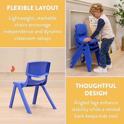 Back2School Express Stackable School Chairs, 12in Seat, 10-Pack, Blue