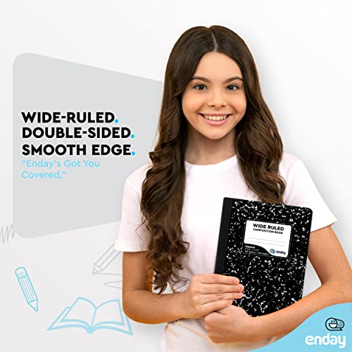 Enday Composition Notebook Wide Ruled (48 Pack) - Marble Composition Notebook, Wide Ruled Composition Notebook, Composition Notebook Bulk, 100 Sheets Composition Books for School and Office