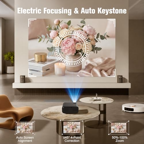 Black Smart Movie Mini Projector with WiFi and Bluetooth Built-in Apps