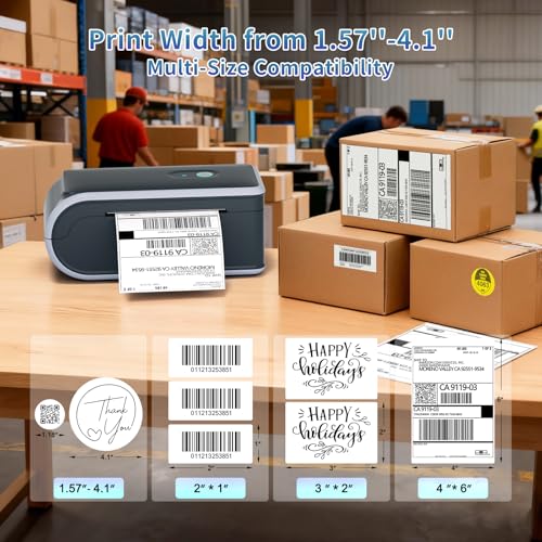 JADENS Battery Powered Thermal Printer, Cordless 4x6 Shipping Label Printer for Small Business, Prints 700+ Labels per Charge, 25H Standby, Portable Labeler for iPhone, Mac, Windows