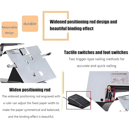 DOJBK Automatic Sad-dle Binder, A3 Flat Stitch Sad-dle Stapler, 9-Speed Automatic Binding Machine, Jam Protection, Electric Desktop Stapler, Flat & Vertical Binding for Up to 40 Sheets
