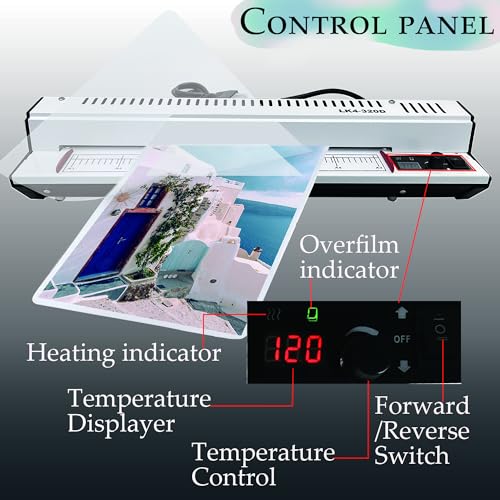 INTSUPERMAI A3 Thermal Laminator, 4 Large Roller System, Infrared Radiant Heating, Laminating Widths up to 12.5 inches, for Teachers, classrooms, Offices, Posters, Business Cards