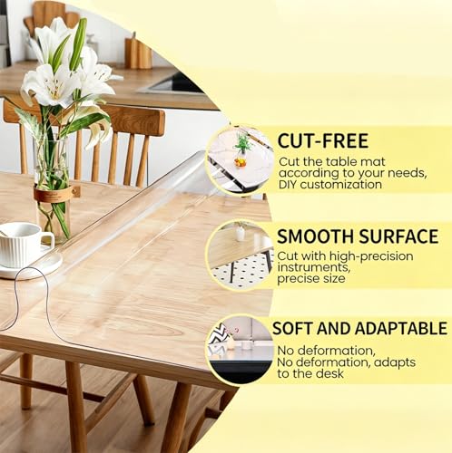 ACFBGFV Transparent 38 x68 in 3mm Small Office Desk Blotter Mat Clear Plastic Table Protector Cover Pad PVC Surface Proection Mat Pad Anti Scratch Table Mat Table Protector Waterproof Easy Clean