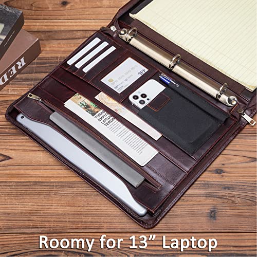 Geslun Personalized Leather Portfolio 3 Ring Binder for 8.5 x 11" Notepad